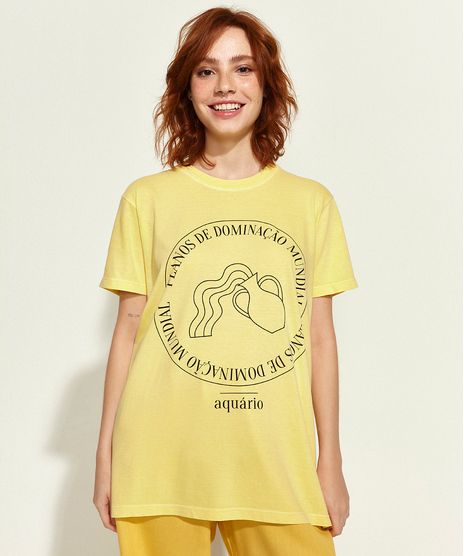 T-Shirt-Feminina-Mindset-Obvious-Signos-Aquario-Manga-Curta-Decote-Redondo-Amarela-9969066-Amarelo_1