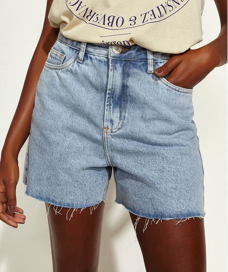 short jeans bege feminino