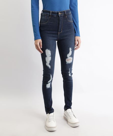 Calca-Jeans-Feminina-Sawary-Super-Skinny-Push-Up-360-Cintura-Alta-Destroyed-Azul-Escuro-9969000-Azul_Escuro_1