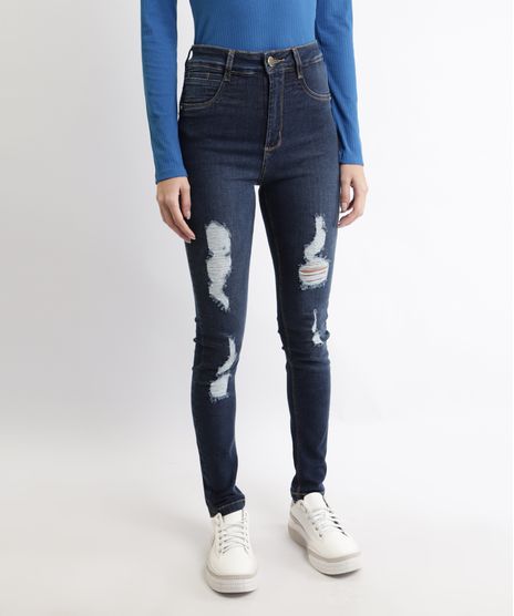 Calca-Jeans-Feminina-Sawary-Super-Skinny-Push-Up-360-Cintura-Alta-Destroyed-Azul-Escuro-9969000-Azul_Escuro_1