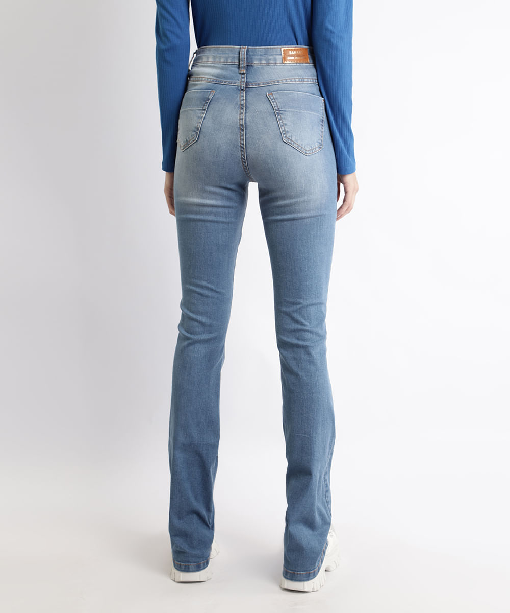 calça jeans feminina cintura alta azul claro