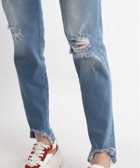 calça jeans feminina desfiada na cintura