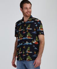 Camisa-Masculina-Tradicional-Looney-Tunes-Estampada-Manga-Curta-Preta-9922072-Preto_1