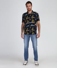 Camisa-Masculina-Tradicional-Looney-Tunes-Estampada-Manga-Curta-Preta-9922072-Preto_3