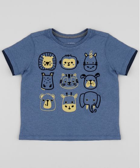 Camiseta-Infantil-com-Animais-do-Zoologico-Manga-Curta-Azul-9955066-Azul_1