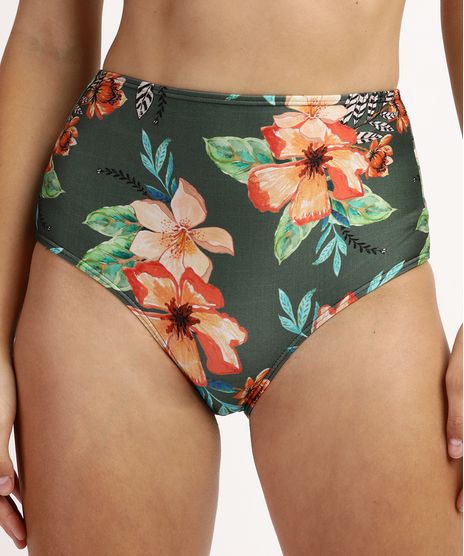 Biquini-Calcinha-Hot-Pant-Estampada-Floral-Pena-com-Protecao-UV50--Verde-Militar-9949745-Verde_Militar_1