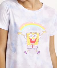 Camisola-Feminina-Bob-Esponja-Estampada-Tie-Dye-Manga-Curta-Lilas-9961123-Lilas_4