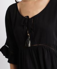 Blusa-Feminina-com-Tassel-e-Entremeios-Manga-Curta-Preta-9901869-Preto_4