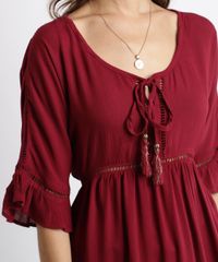 Blusa-Feminina-com-Tassel-e-Entremeios-Manga-Curta-Vinho-9901869-Vinho_4