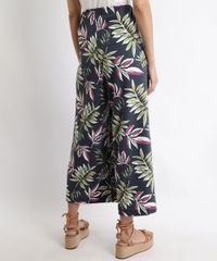 Calca-Feminina-Pantacourt-Estampada-de-Folhagem-Cintura-Alta-e-Faixa-para-Amarrar-Azul-Marinho-9943471-Azul_Marinho_2
