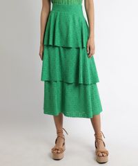 Saia-Feminina-em-Laise--Longa-em-Camadas-Verde-9954533-Verde_1