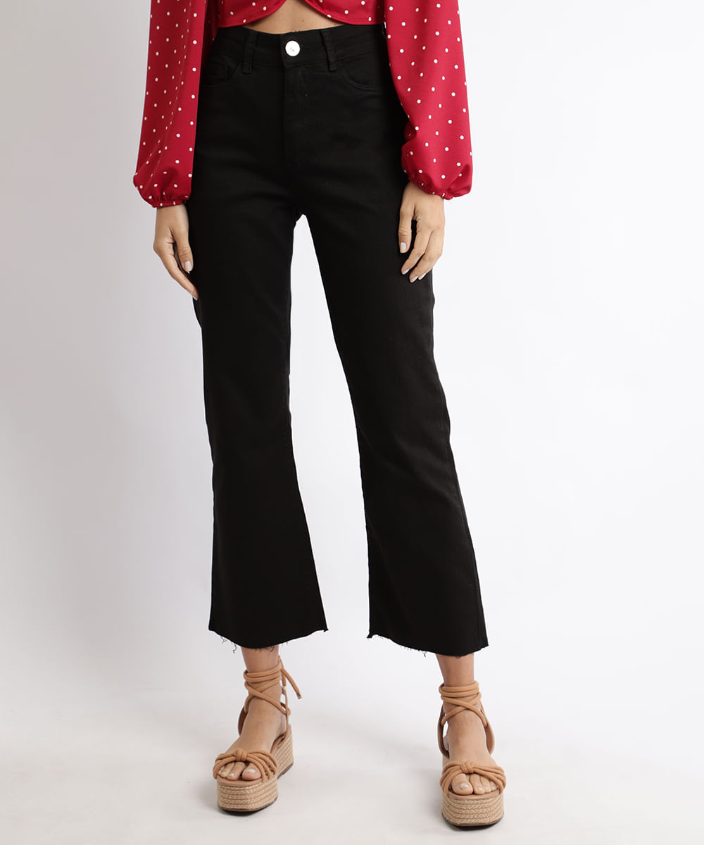 cropped com calça flare cintura alta