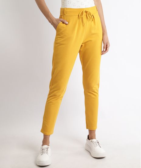 Calca-Feminina-Jogger-Cintura-Alta-com-Cordao-Mostarda-9960809-Mostarda_1