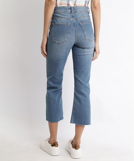 cropped com calça flare cintura alta