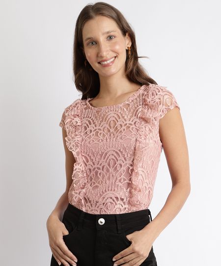 Blusa-Feminina-Em-Renda-com-Babados-Manga-Curta-Rose-9967387-Rose_1 Blusa-Feminina-Em-Renda-com-Babados-Manga-Curta-Rose-9967387-Rose_1