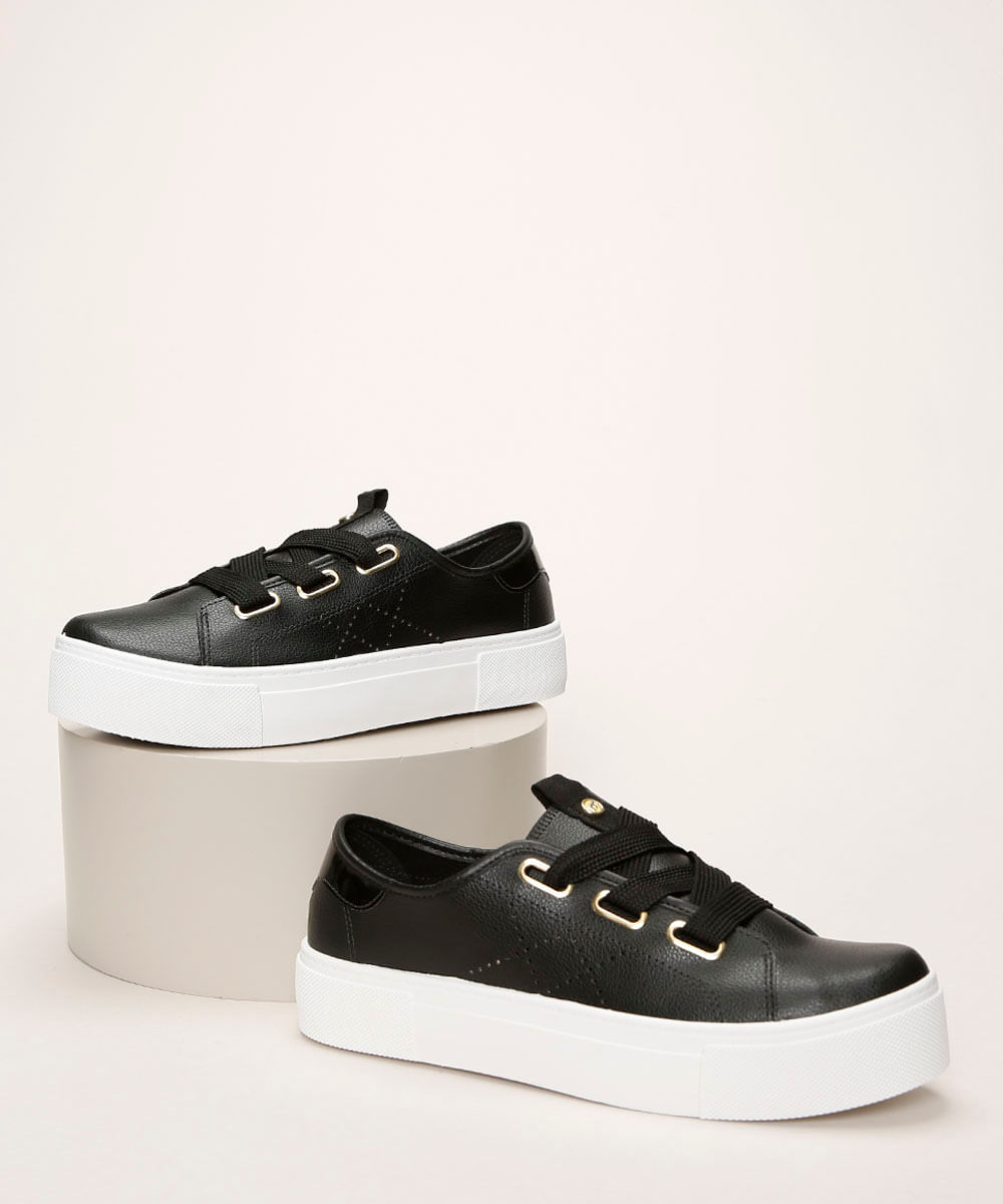 tenis plataforma preto moleca