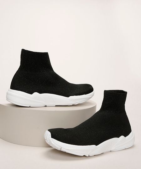 Tênis Meia Feminino Cano Alto Preto Oneself Tênis Meia Feminino Cano Alto Preto Oneself