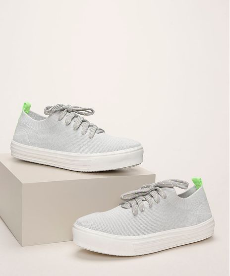 Tenis-Meia-Feminino-Oneself-Texturizado-Knit-Cinza-9963346-Cinza_1