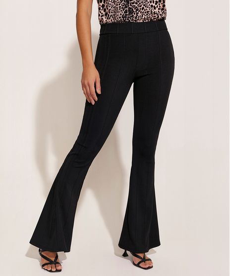 Calça Bandagem Flare Preta Feminina Frente