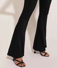 Calça Bandagem Flare Preta Feminina Barra