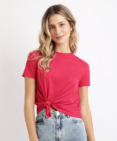 Blusa-Feminina-Basica-com-No-Manga-Curta-Decote-Redondo-Vermelha-9883921-Vermelho_1