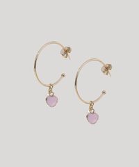 Brinco-Feminino-de-Argola-Folheado-com-Pingente-de-Coracao-Dourado-9964167-Dourado_1