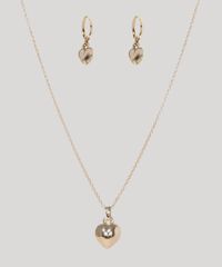 Kit-de-Brinco---Colar-Femininos-Folheados-com-Pingente-de-Coracao-Dourado-9964170-Dourado_1