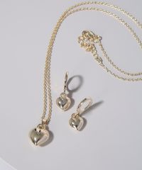 Kit-de-Brinco---Colar-Femininos-Folheados-com-Pingente-de-Coracao-Dourado-9964170-Dourado_2