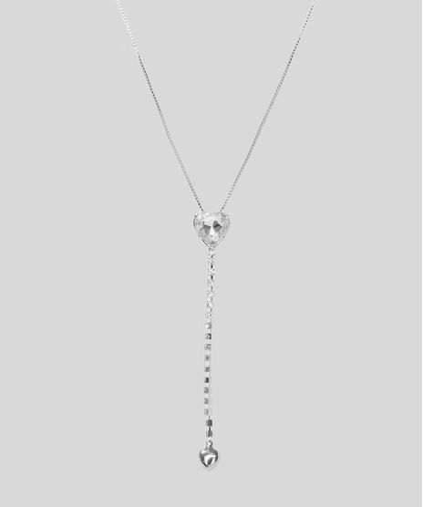 Colar-Feminino-com-Pingente-de-Coracao-Pedra-Zirconia-e-Strass-Prateado-9964425-Prateado_1