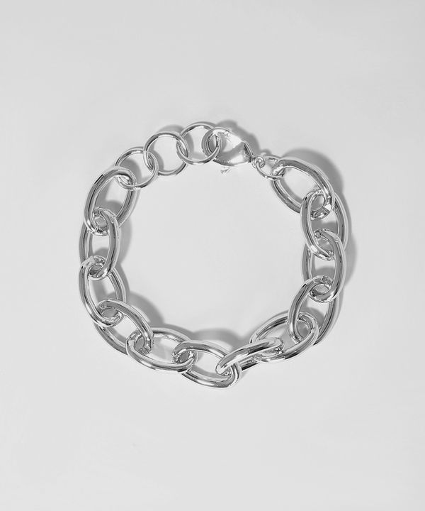 Pulseira Feminina Corrente Prateada Único