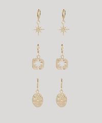 Kit-3-de-Brincos-Femininos-Estrela-Dourado-9965900-Dourado_1