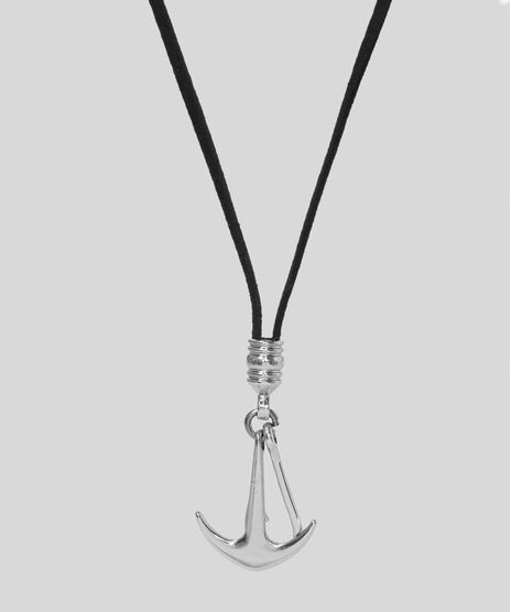 Colar-Masculino-com-Pingentes-de-Ancora-e-Gancho-Preto-9971106-Preto_1