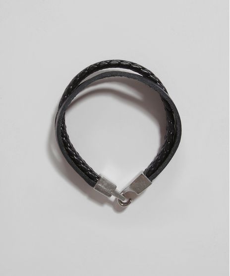 Pulseira-Masculina-Tripla--Preta-9971115-Preto_1