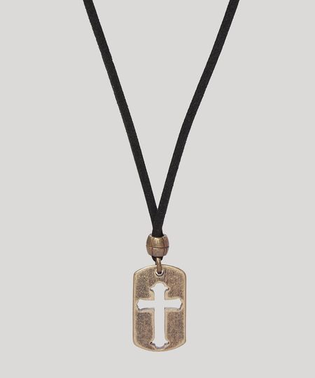 Colar-Masculino-com-Pingente-de-Cruz-Preto-9971125-Preto_1