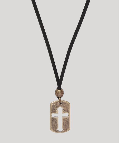 Colar-Masculino-com-Pingente-de-Cruz-Preto-9971125-Preto_1