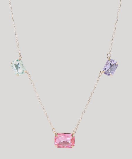 Colar-Feminino-com-Pedras-Retangulares-Coloridas-Dourado-9965890-Dourado_1