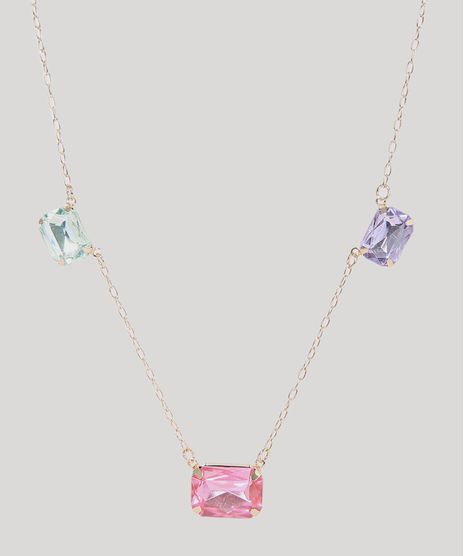 Colar-Feminino-com-Pedras-Retangulares-Coloridas-Dourado-9965890-Dourado_1