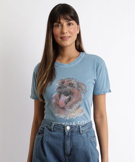 T-Shirt-Feminina-Mindset-Cachorro--New-York-City--Manga-Curta-Decote-Redondo-Azul-9965364-Azul_1