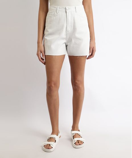 Short-de-Sarja-Feminino-Mindset-Cintura-Alta-com-Fenda-e-Barra-a-Fio-Off-White-9967305-Off_White_1
