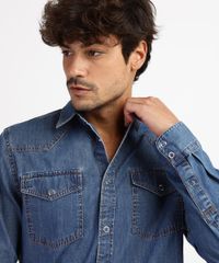 Camisa-Jeans-Masculina-Slim-com-Bolsos-e-Botoes-de-Pressao-Manga-Longa-Azul-Medio-9822072-Azul_Medio_4