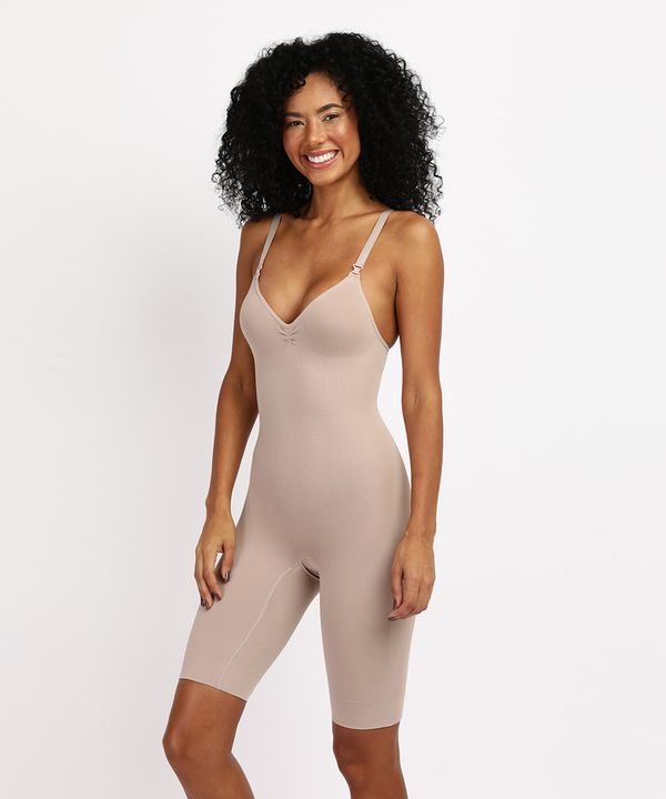 Body Modelador Plié Bermuda com Bojo sem Aro Bege P