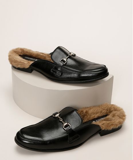 Sapato-Mule-Masculino-Oneself-com-Pelo-Preto-9960988-Preto_1