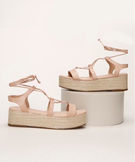 Sandalia-Feminina-Oneself-Flatform-Baixa-Corda-e-Tiras-para-Amarrar-Rose-9962773-Rose_1