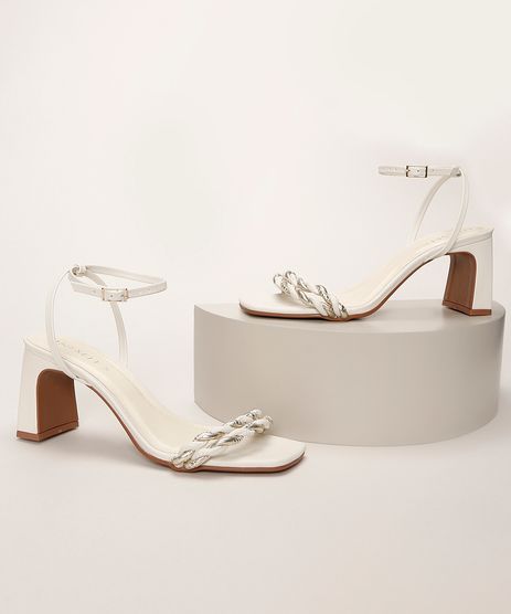 sandalia off white salto grosso