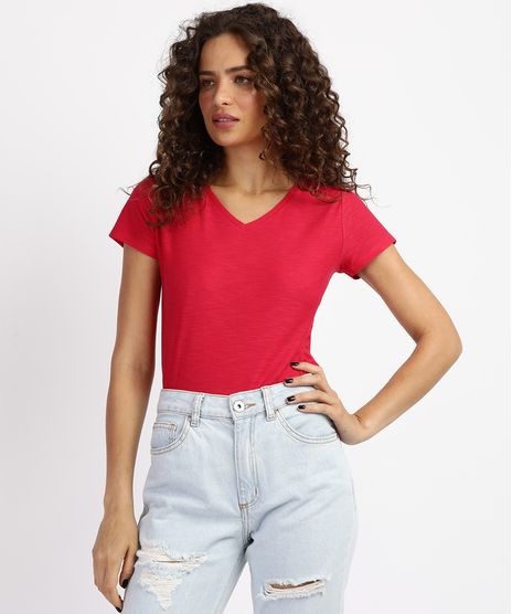 Blusa-Feminina-Basica-Flame-Manga-Curta-Decote-V-Pink-9847524-Pink_1