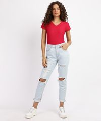 Blusa-Feminina-Basica-Flame-Manga-Curta-Decote-V-Pink-9847524-Pink_3