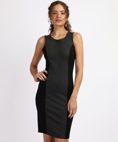 Vestido-Feminino-Curto-Bicolor-Sem-Manga-Cinza-Mescla-Escuro-9948383-Cinza_Mescla_Escuro_1