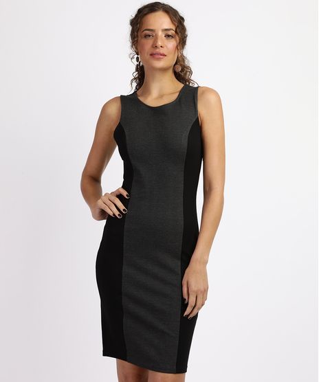 Vestido-Feminino-Curto-Bicolor-Sem-Manga-Cinza-Mescla-Escuro-9948383-Cinza_Mescla_Escuro_1