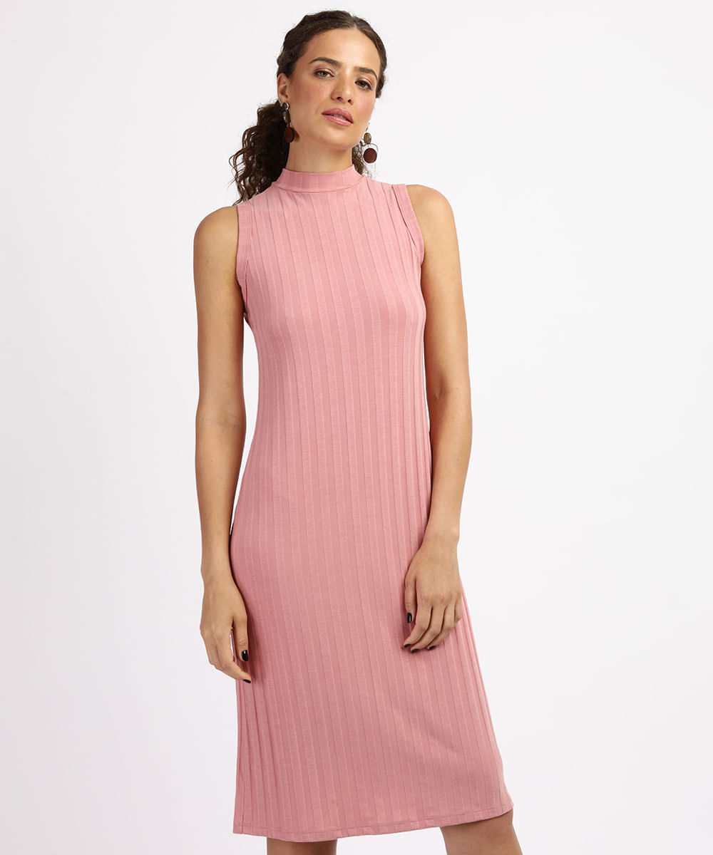 vestido canelado rosa bebe