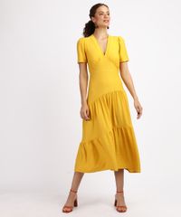 Vestido-Feminino-Midi-Texturizado-com-Recortes-Manga-Bufante-Amarelo-9962873-Amarelo_3
